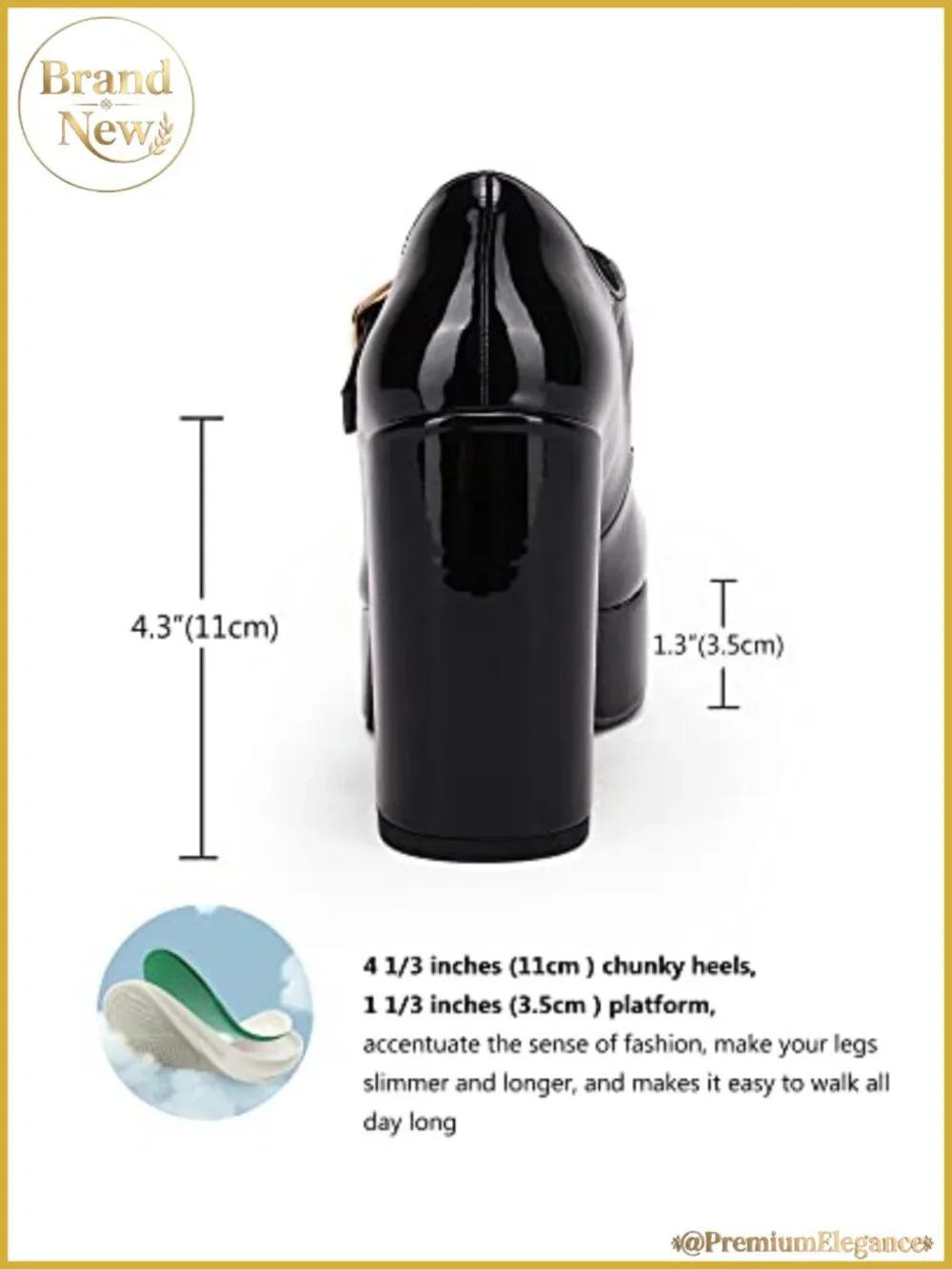 Womens T-Strap Platform Heels Chunky Mary Jane Dress Shoes Patent